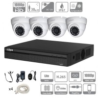 DAHUA Kit vidéo surveillance Full HD 4 caméras dômes de 2 Mpx